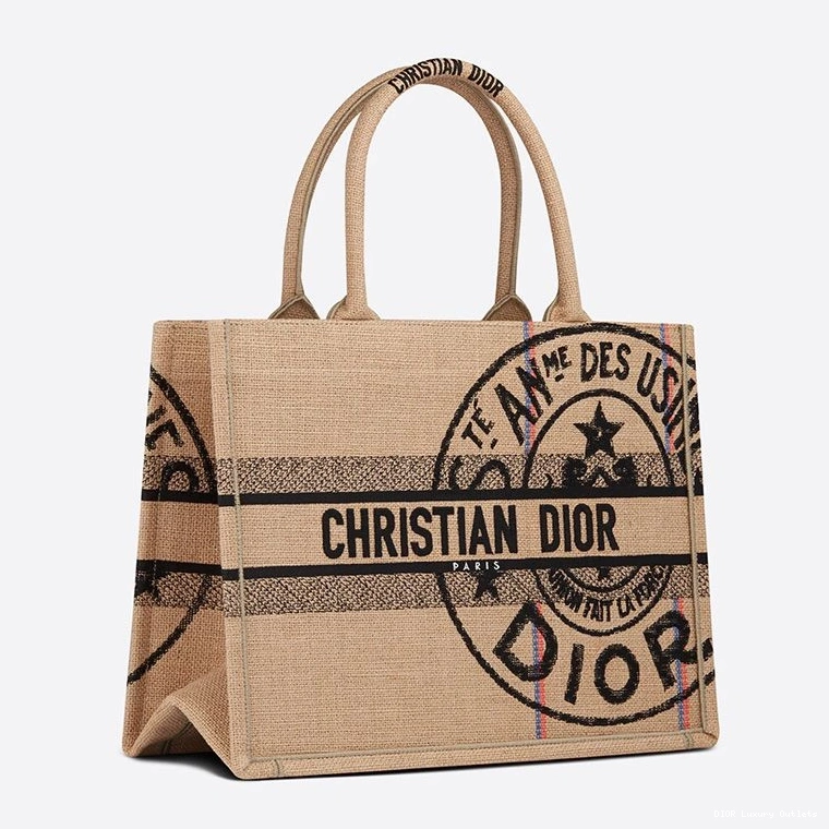 Cheap Beige Book Canvas Jute Motif Dior Tote 0811 Luxury